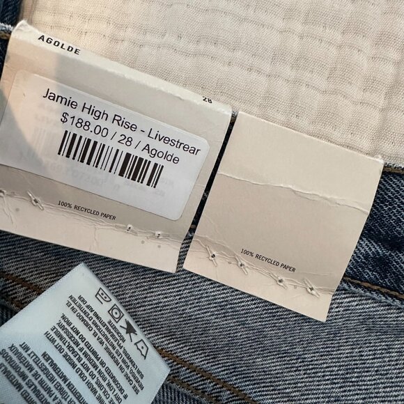 AGOLDE Jamie High Rise Classic Strait Leg Raw Hem Jean Size 28 - Picture 6 of 10